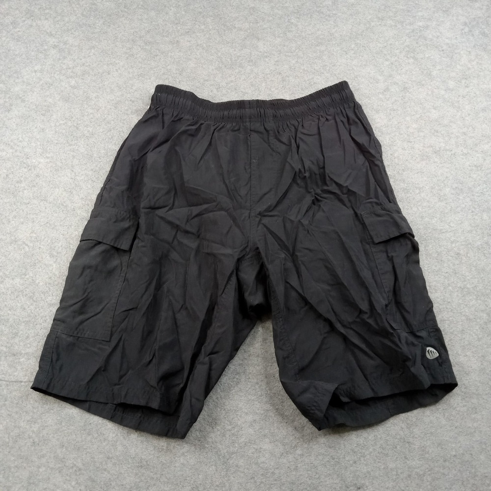 Leaf Shorts Mens 32 Black Nylon Cargo Elastic Waist Lightweight Relaxed‎ USA